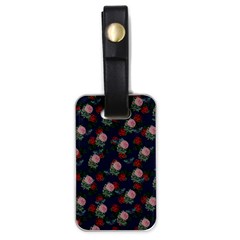 Dark Floral Butterfly Blue Luggage Tag (one side)