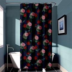 Dark Floral Butterfly Blue Shower Curtain 36  x 72  (Stall) 