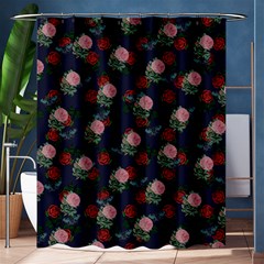 Dark Floral Butterfly Blue Shower Curtain 60  x 72  (Medium) 