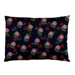 Dark Floral Butterfly Blue Pillow Case (Two Sides)