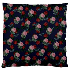 Dark Floral Butterfly Blue Large Cushion Case (One Side)