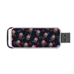 Dark Floral Butterfly Blue Portable USB Flash (One Side)