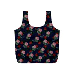 Dark Floral Butterfly Blue Full Print Recycle Bag (s) by snowwhitegirl