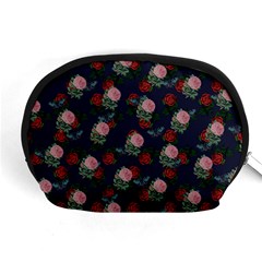 Dark Floral Butterfly Blue Accessory Pouch (medium) by snowwhitegirl