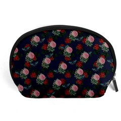 Dark Floral Butterfly Blue Accessory Pouch (large) by snowwhitegirl