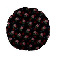 Dark Floral Butterfly Blue Standard 15  Premium Flano Round Cushions by snowwhitegirl