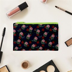 Dark Floral Butterfly Blue Cosmetic Bag (XS)