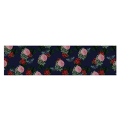 Dark Floral Butterfly Blue Satin Scarf (Oblong)