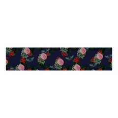 Dark Floral Butterfly Blue Velvet Scrunchie