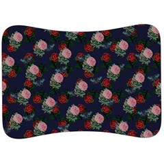 Dark Floral Butterfly Blue Velour Seat Head Rest Cushion