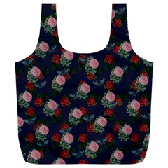 Dark Floral Butterfly Blue Full Print Recycle Bag (xxxl)