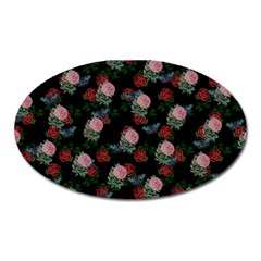 Dark Floral Butterfly Black Oval Magnet by snowwhitegirl