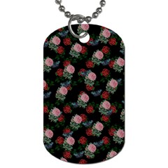 Dark Floral Butterfly Black Dog Tag (two Sides) by snowwhitegirl