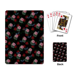 Dark Floral Butterfly Black Playing Cards Single Design (rectangle) by snowwhitegirl