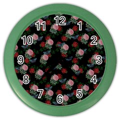 Dark Floral Butterfly Black Color Wall Clock by snowwhitegirl