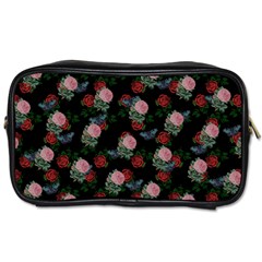 Dark Floral Butterfly Black Toiletries Bag (one Side) by snowwhitegirl