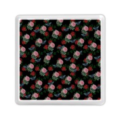 Dark Floral Butterfly Black Memory Card Reader (square) by snowwhitegirl