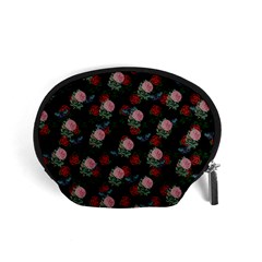 Dark Floral Butterfly Black Accessory Pouch (small) by snowwhitegirl