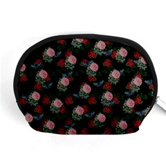 Dark Floral Butterfly Black Accessory Pouch (medium) by snowwhitegirl