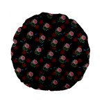 Dark Floral Butterfly Black Standard 15  Premium Flano Round Cushions Front