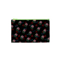 Dark Floral Butterfly Black Cosmetic Bag (xs) by snowwhitegirl