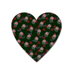 Dark Floral Butterfly Green Heart Magnet by snowwhitegirl