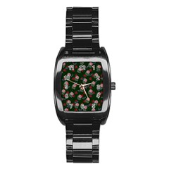 Dark Floral Butterfly Green Stainless Steel Barrel Watch by snowwhitegirl