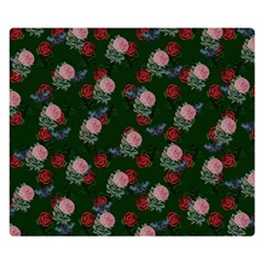 Dark Floral Butterfly Green Double Sided Flano Blanket (small)  by snowwhitegirl