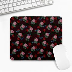 Dark Floral Butterfly Burgundy Large Mousepads by snowwhitegirl