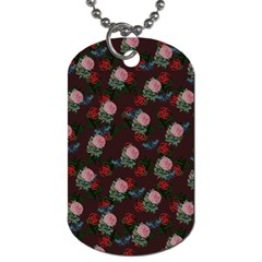 Dark Floral Butterfly Burgundy Dog Tag (one Side) by snowwhitegirl