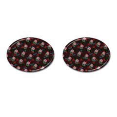 Dark Floral Butterfly Burgundy Cufflinks (oval) by snowwhitegirl