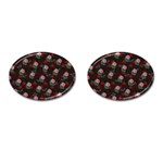 Dark Floral Butterfly Burgundy Cufflinks (Oval) Front(Pair)