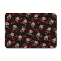 Dark Floral Butterfly Burgundy Small Doormat  by snowwhitegirl