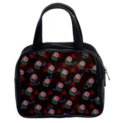 Dark Floral Butterfly Burgundy Classic Handbag (two Sides) by snowwhitegirl