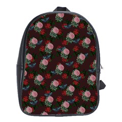 Dark Floral Butterfly Burgundy School Bag (large) by snowwhitegirl