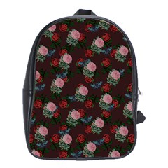 Dark Floral Butterfly Burgundy School Bag (xl) by snowwhitegirl