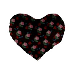 Dark Floral Butterfly Burgundy Standard 16  Premium Heart Shape Cushions by snowwhitegirl