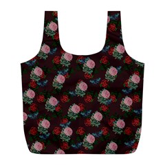 Dark Floral Butterfly Burgundy Full Print Recycle Bag (l) by snowwhitegirl