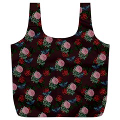 Dark Floral Butterfly Burgundy Full Print Recycle Bag (xl) by snowwhitegirl