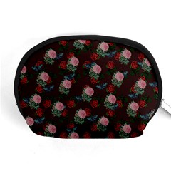 Dark Floral Butterfly Burgundy Accessory Pouch (medium) by snowwhitegirl