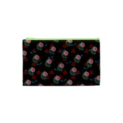 Dark Floral Butterfly Burgundy Cosmetic Bag (xs) by snowwhitegirl