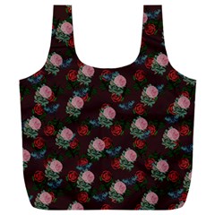 Dark Floral Butterfly Burgundy Full Print Recycle Bag (xxl) by snowwhitegirl