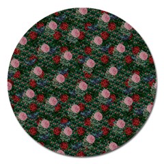 Dark Floral Butterfly Teal Bats Lip Green Magnet 5  (round) by snowwhitegirl