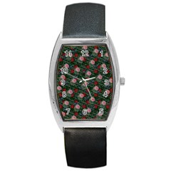 Dark Floral Butterfly Teal Bats Lip Green Barrel Style Metal Watch by snowwhitegirl