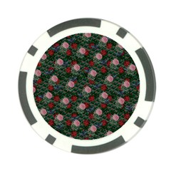 Dark Floral Butterfly Teal Bats Lip Green Poker Chip Card Guard by snowwhitegirl