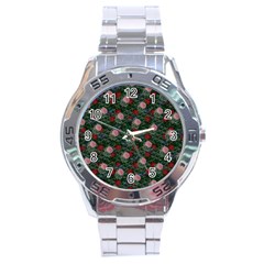 Dark Floral Butterfly Teal Bats Lip Green Stainless Steel Analogue Watch by snowwhitegirl