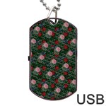 Dark Floral Butterfly Teal Bats Lip Green Dog Tag USB Flash (One Side) Front