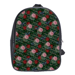 Dark Floral Butterfly Teal Bats Lip Green School Bag (xl) by snowwhitegirl