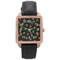 Dark Floral Butterfly Teal Bats Lip Green Rose Gold Leather Watch  by snowwhitegirl