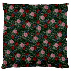 Dark Floral Butterfly Teal Bats Lip Green Large Flano Cushion Case (two Sides) by snowwhitegirl